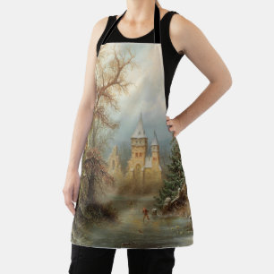 Tablier Paysage d'hiver romantique avec patineurs de glace