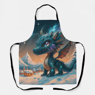 Tablier Paysage hivernal de Chibi Dragon mystique