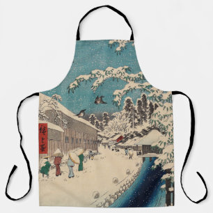 Tablier Paysage hivernal d'Hiroshige japon ukiyo-e antique