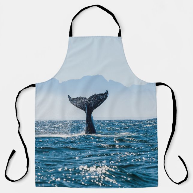 Tablier Paysage marin de la baleine : Eau Dramatique. (Recto)