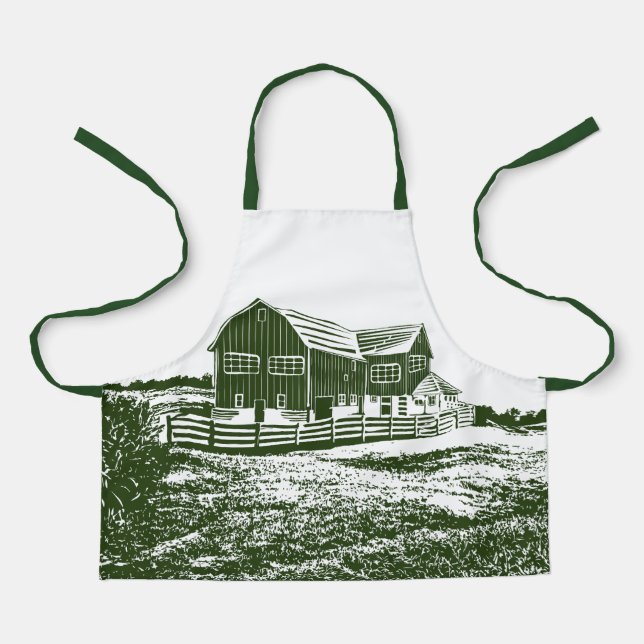 Tablier Paysage rural maison de ferme de style coupe (Recto)