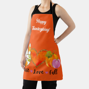 Tablier Peace Love Automne Texte et couleur personnalisés