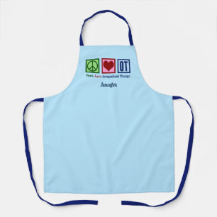 Tablier Peace Love ergothérapie Monogramme Blue OT
