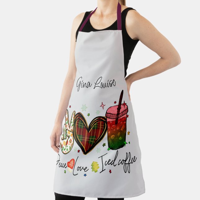 Tablier Peace Love Iced Coffee Fun (Insitu)