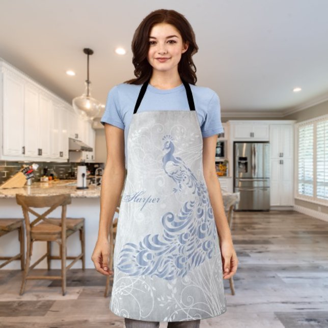 Tablier Peacock bleu clair Personnaliser l'aire d'impressi (Light Blue Peacock Personalized Apron)