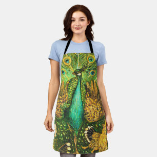 Tablier Peacock et poulets Art nouveau néerlandais