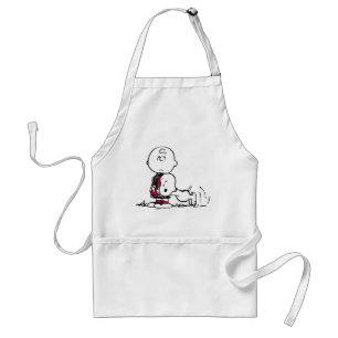 Tablier PEANUTS   Motif rouge et noir