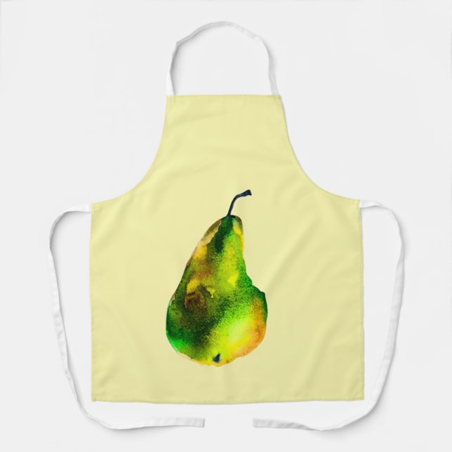 Tablier Pear aquarelle fruit vert (Recto)
