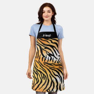 Tablier Peaux de tigre rayées modernes Imprimer le nom du