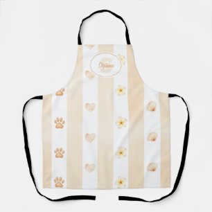 Tablier Pêche et Blancs - Coeurs, Fleur, Empreinte de patt