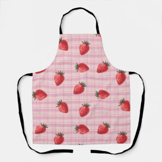 Tablier Pêcher à carreaux fraise