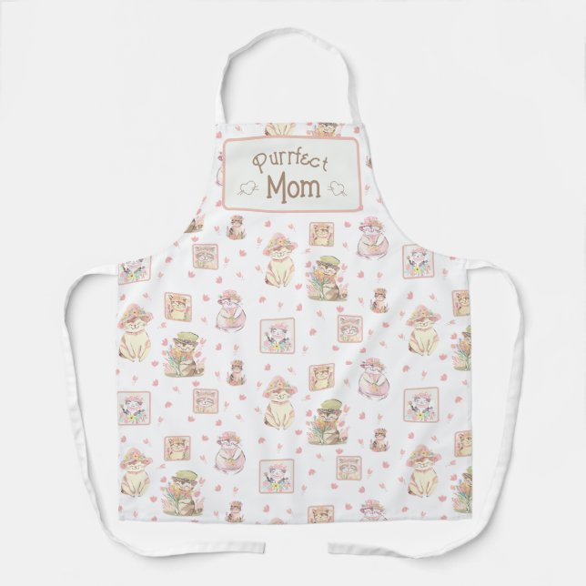 Tablier Pêcher Boho Purrfect Maman Chat Printemps Fleurs C (Recto)
