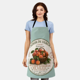 Tablier Pêches de marché vintage de fermiers français