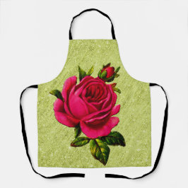 Tablier Peggy Ann sur le vert Rose Cuisine Apron