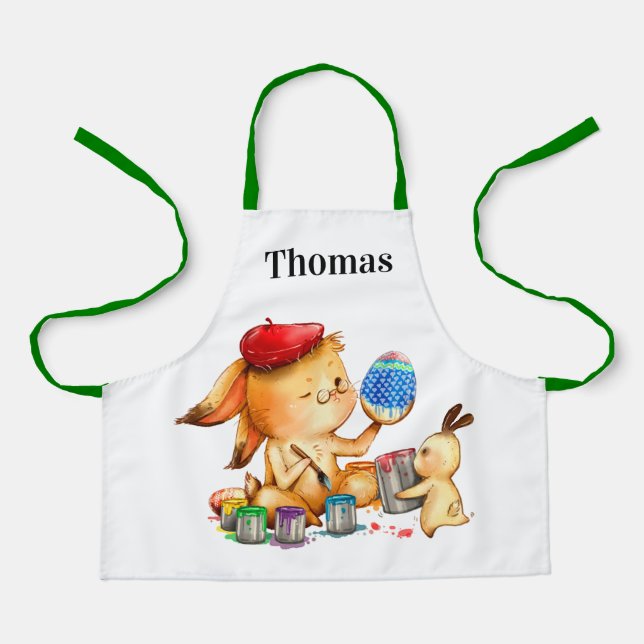 Tablier Peintre d'oeufs de Pâques pour enfants (Recto)