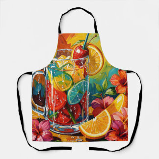 Tablier Peinture à l'huile Impasto de Cocktail Tropical d'