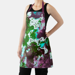 Tablier Peinture Abstraite colorée vert et violet