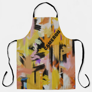 Tablier Peinture Abstraite orange moderne personnalisée