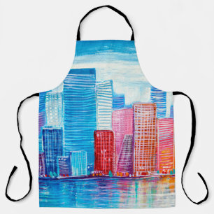 Tablier Peinture artistique de gratte-ciel. Style Abstrait