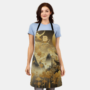 Tablier Peinture chinoise Faux Golden Dripping Monogramme