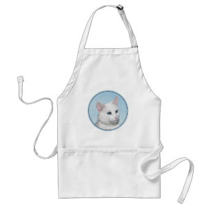 Tablier Peinture de chat blanc - Cute Original Cat Art