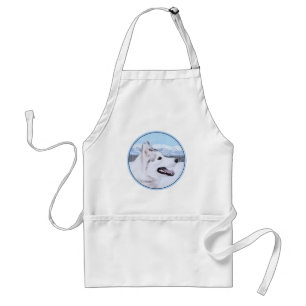 Tablier Peinture de chien Husky sibérien (argent et blanc)