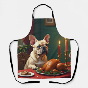 Tablier Peinture de fête de Noël de Bouledogue Français