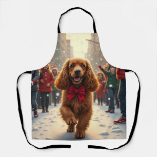 Tablier Peinture de Noël de parade de Noël avec Cocker Spa