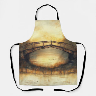 Tablier Peinture de pont vintage sur la rivière Campagne