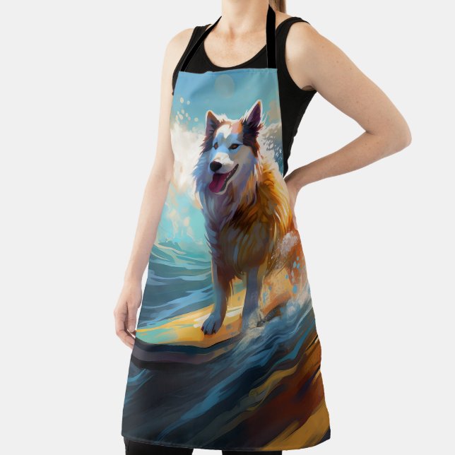Tablier Peinture de surf de plage de Malamute d'Alaska (Insitu)