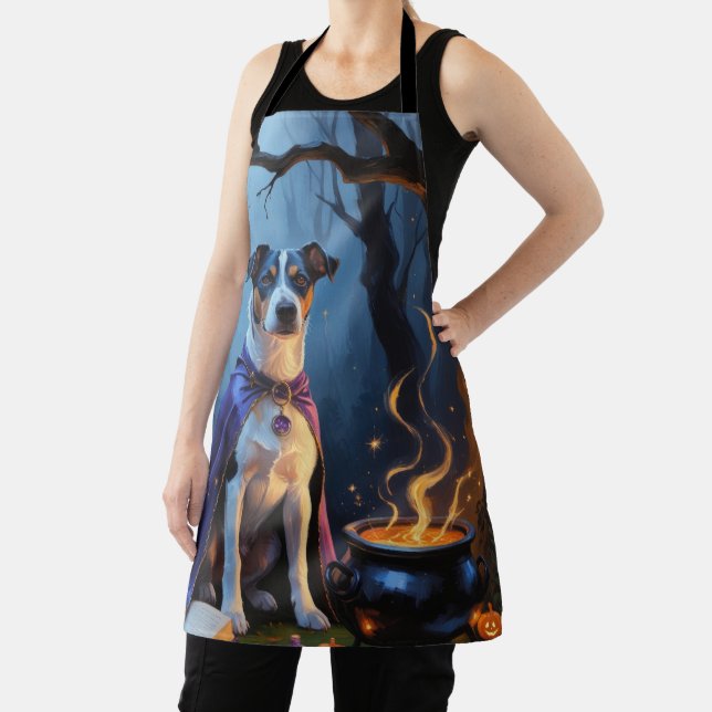 Tablier Peinture d'Halloween blanc Heeler Chien Whimsical (Insitu)