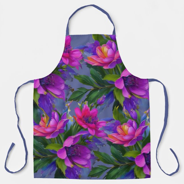 Tablier Peinture Fleurs tropicales Couleurs vives (Recto)