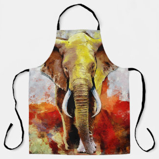 Tablier Peinture moderne à l'huile d'éléphant Abstraite