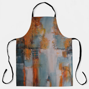Tablier Peinture orange, blanche et turquoise abstraite
