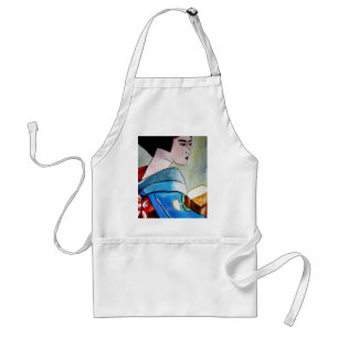 Tablier Peinture originale aquarelle représentant une Geis