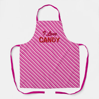 Tablier Pepperment rose bonbon rayures "I Love Candy"