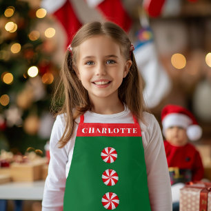 Tablier Peppermenthe Bonbon Rouge Vert Noël Personnalisé