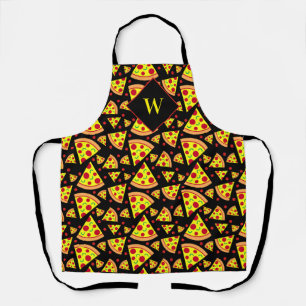 Tablier Pepperoni Pizza Slices Drôle Pizzeria Chef Noir