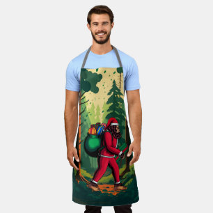 Tablier Père Noël Bigfoot Sac de Cadeaux Forêt Bois