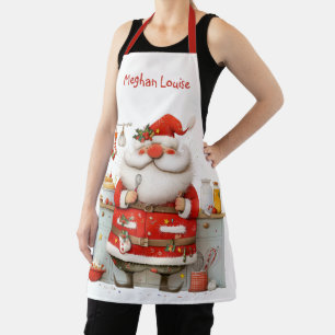 Tablier Père Noël capricieux illustration de chef de Noël
