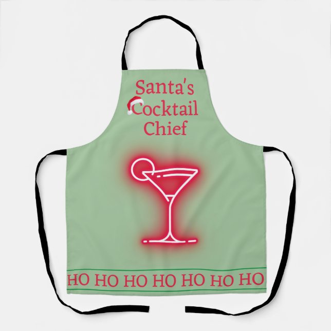 Tablier Père Noël Cocktail de Noël Bar en chef (Recto)