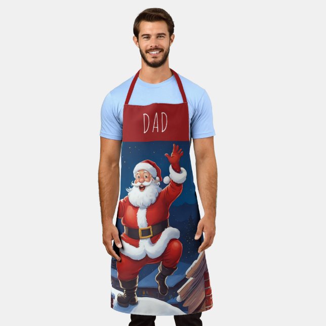 Tablier Père Noël Dansant Sur Les Toits | Papa Bleu Et Rou (Porté)