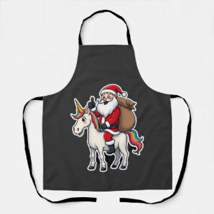 Tablier Père Noël de Noël à cheval sur une Licorne - Fille