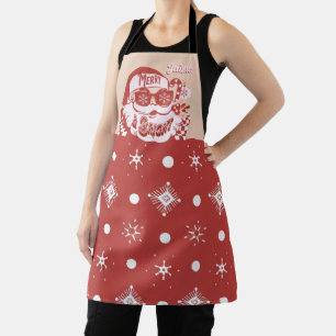 Tablier Père Noël drôle Rétro Rouge Rose Noël