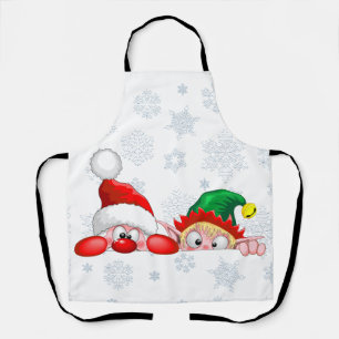 Tablier Père Noël et Elf Cute et drôle Caractères Pékin