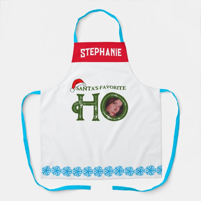 Tablier Père Noël Favori Ho Funny Photo personnalisée (Recto)