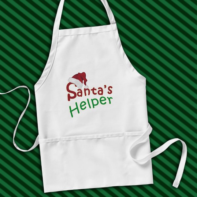 Tablier Père Noël Helper Christmas Santa Hat Typographie (Santa's Helper Christmas Santa Hat Typography Adult Apron)