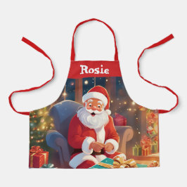 Tablier Père Noël livrant des présentants Red Girls Nom