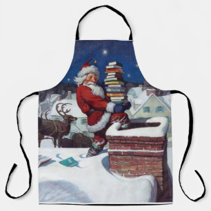 Tablier Père Noël livre des livres pour Noël