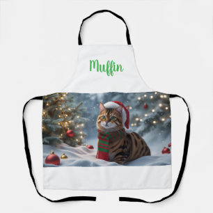 Tablier Père Noël Paws Bengal Chat Noël Personnalisé